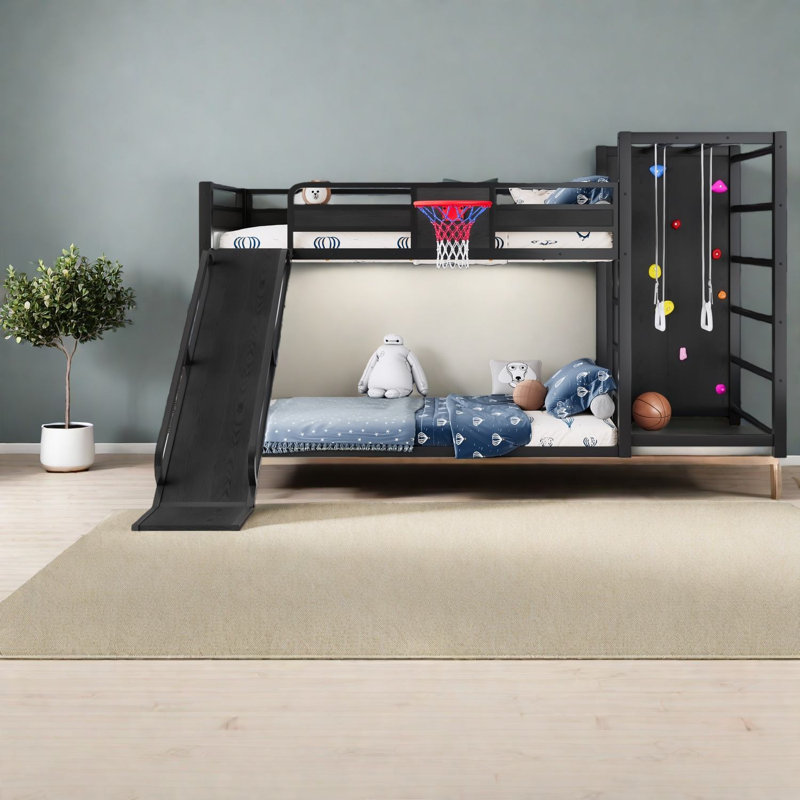 Lits simples TG multifonctionnels, lit mezzanine moderne en MDF en métal pour la maison