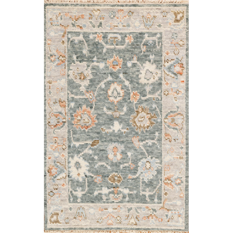 Cascade Hand Knotted Wool Area Rug in Gray, Rectangle 4' x 6'