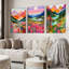 «Dreamy Mountain Flower», reproduction sur toile 3 pièces pour décoration de salon-249092124