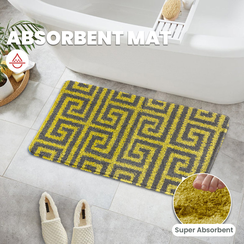 Akinori Polypropylene Plastic Non-Slip Bath Mat, Ochre