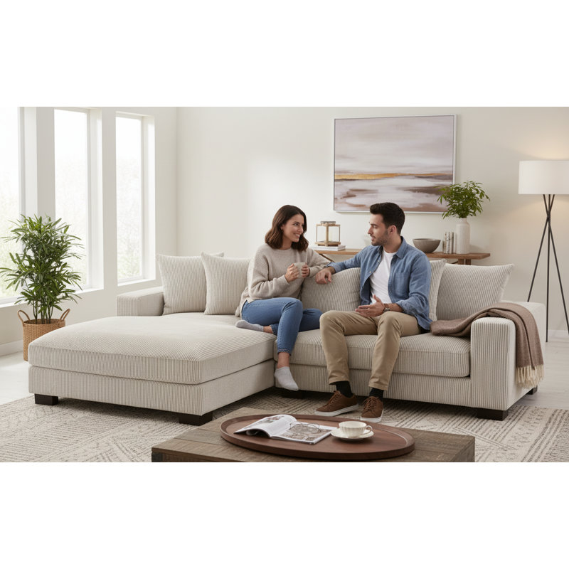 Oversized Two-Piece Sectional Couches, ivory