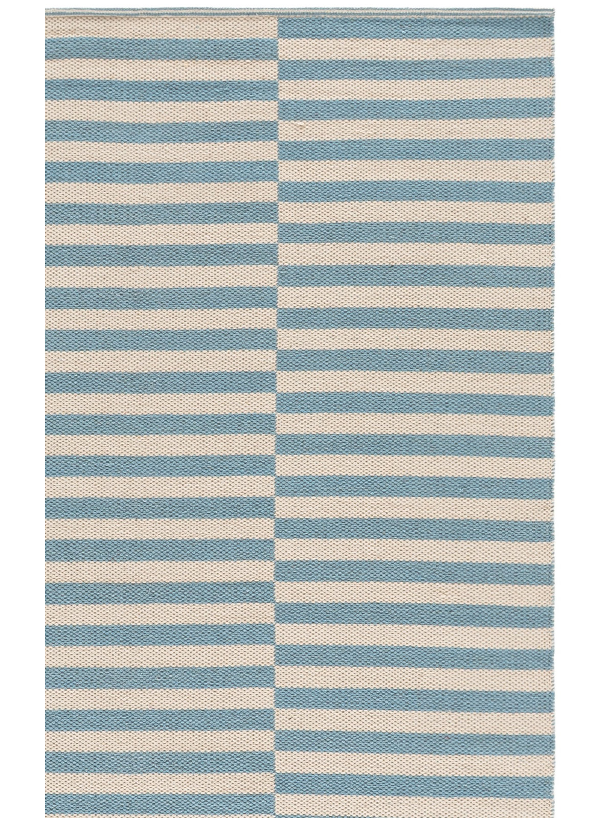 Ilona Ivory Light Blue Striped Cotton Rug, Rectangle 2'6" x 4'