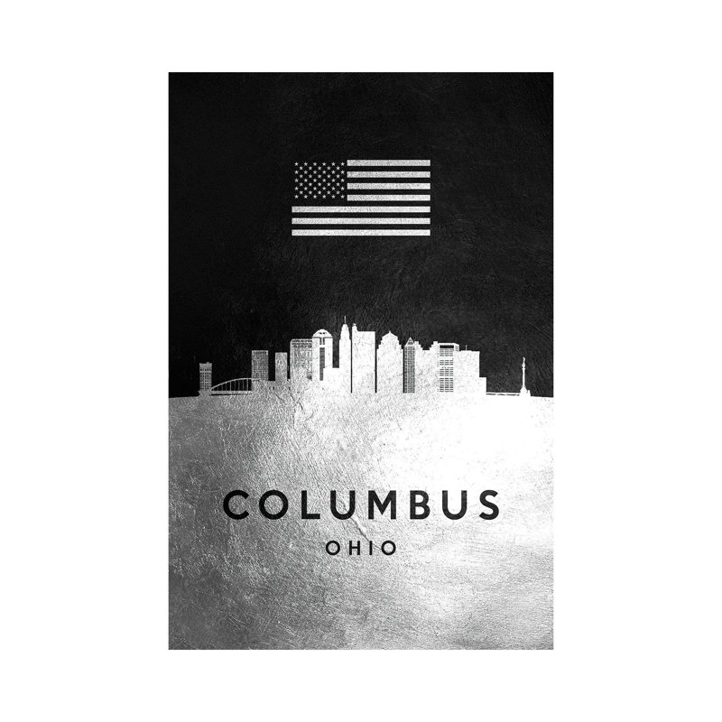 Columbus Ohio Silver Skyline by Adrian Baldovino - Wrapped Canvas Print, 66.04 cm H x 45.72 cm W x 1.91 cm D