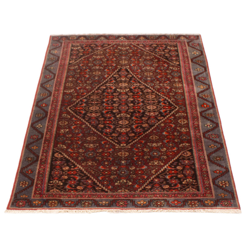 Tapis rouge rectangulaire en laine de conception unique 4 pi x 6 pi 1 po Hedvah