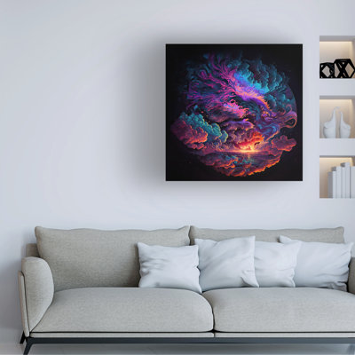 Wrapped Canvas Wall Art - Wumples  'Sunset 2' Wall Art for Living Room, Bedroom, or Office Décor  - 14x14