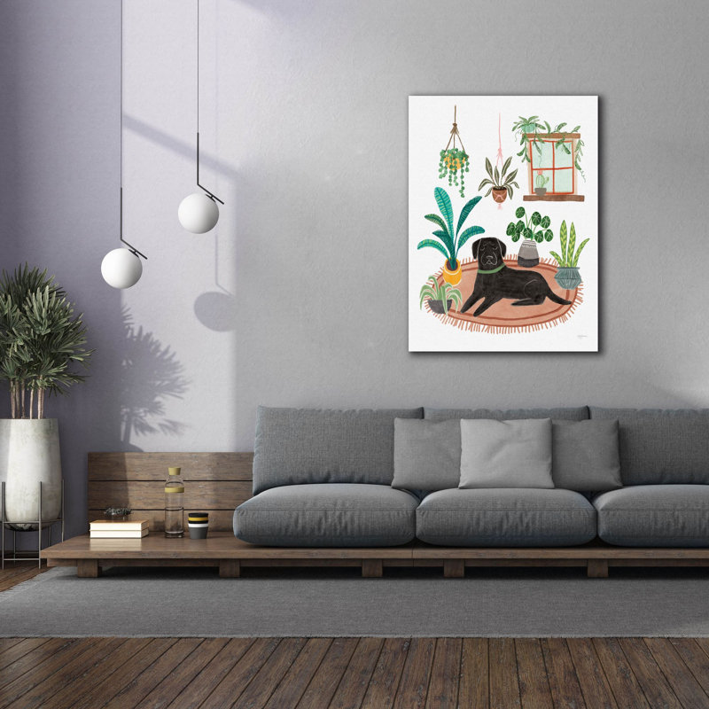 «Urban Jungle Dogs 6 White» par Mary Urban, art mural sur toile, 26 po x 34 po, H 54 po x l 40 po x P 1,5 po