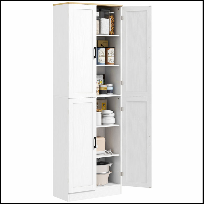 Garde-manger autoportant 67 po, armoire de rangement 4 portes avec tablettes réglables, armoire de cuisine avec portes et tablettes
