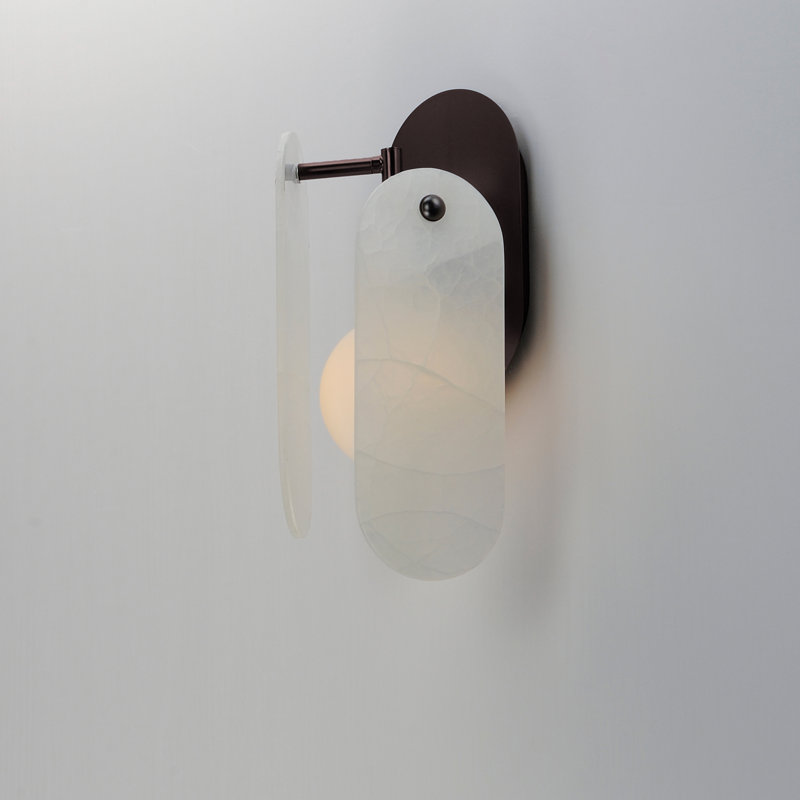 Megalith 1 - Light Armed Sconce, Brushed Bronze/White