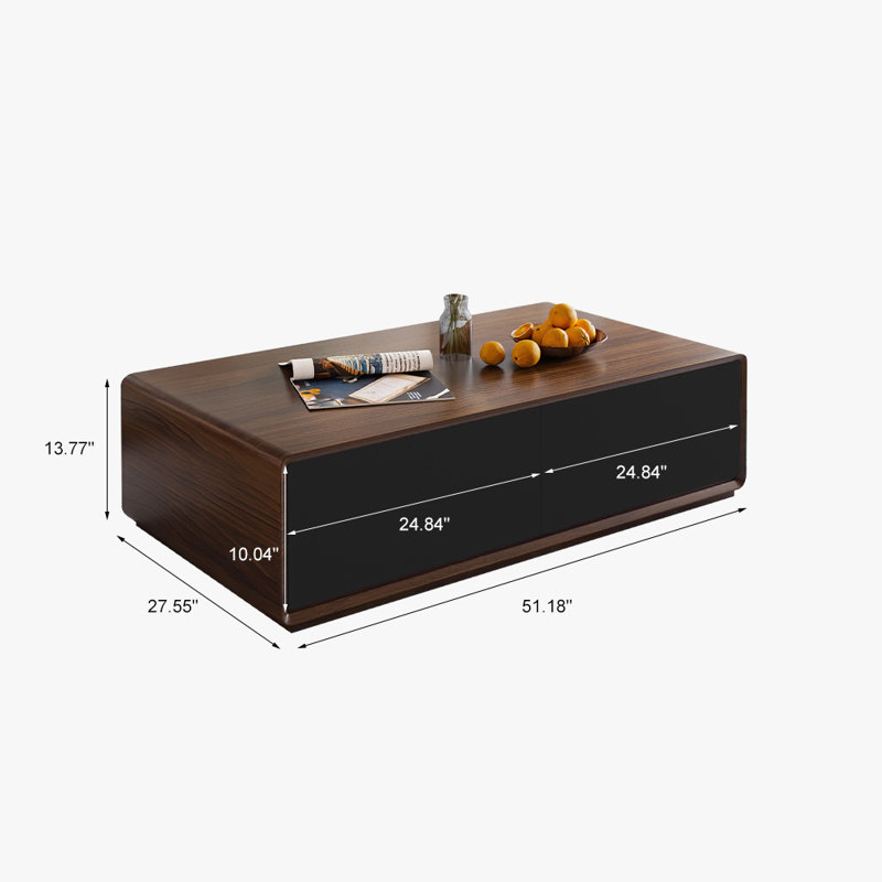 Rectangle Coffee Table Coffee Table, Brown Top/Black Base