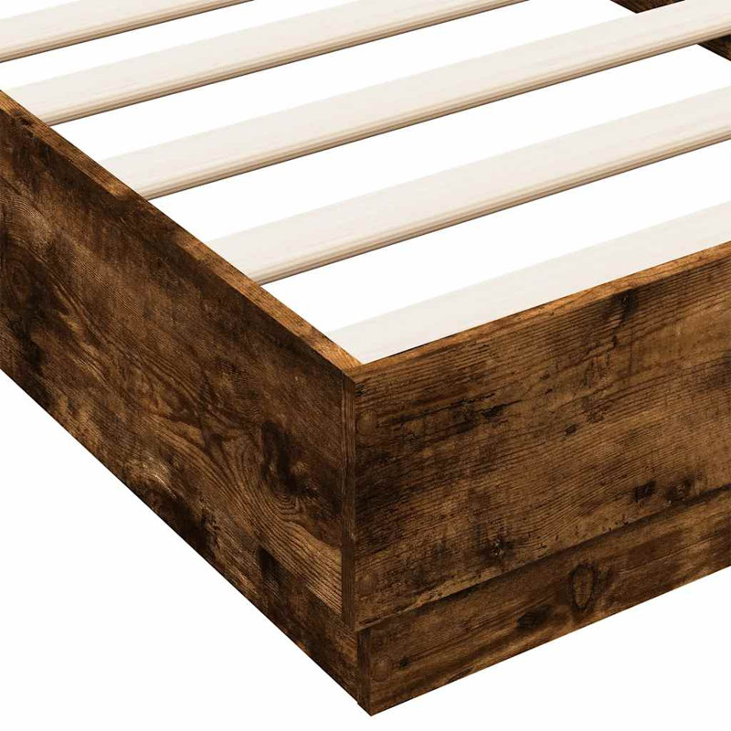 Vidaxl Bed Frame Engineered Wood, Single (3'), Smoked Oak