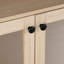 Meuble télé de style Mid-Century moderne avec finition ronde en bois noir et naturel, métal d'ingénierie, convenant au support de salon principal, 16 pouces de profondeur