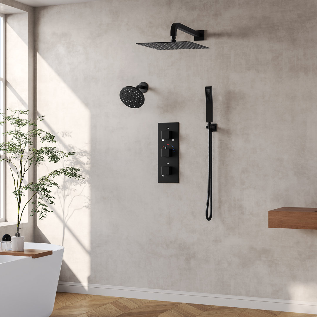 Thermostatic 12" High-Pressure Dual Rainfall Shower System with Handheld Shower  EVERSTEIN 