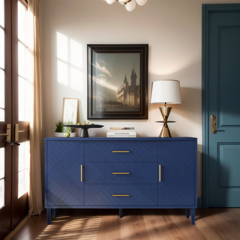 Armoire élégante et fonctionnelle à 2 portes et 3 tiroirs avec effet sculpté