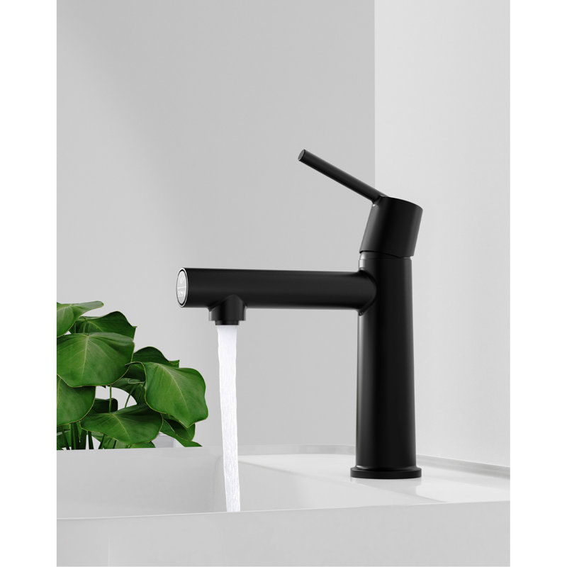 Modern Matte Black Bathroom Faucet, 1 Deck Mounting, Flow & Fountain Toggle, Scratch-, Water Saving, Easy To Install Single Handle Tap, 1 Hole Mount, Feature, Corrosion, Conservation, Diy Kit
