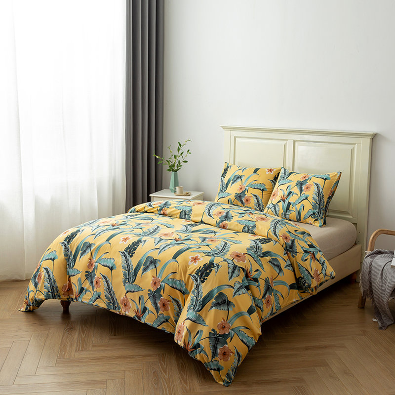 Polyester Floral Duvet Cover, King Duvet Cover + 2 Shams