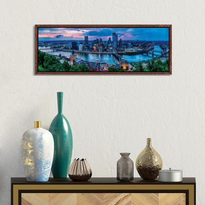 Skyline Panorama Of Pittsburgh Viewed From Mount Washington by George Oze - Panoramic Print on Canvas
