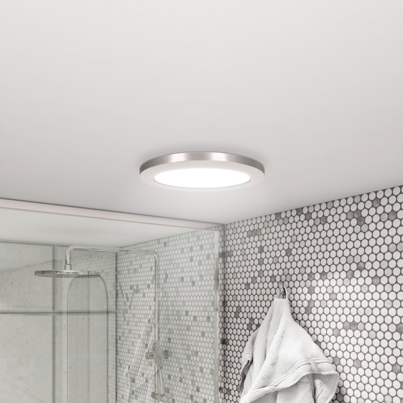 Sparacino Acrylic Flush Mount, Brushed Steel, 120V, 0.5" H x 12" W x 12" D