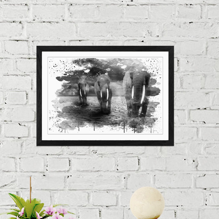 Elephant - Wall Art, 40cm H x 60cm W, Wrapped Canvas