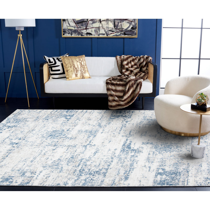 Grandview 700 Performance Abstract Rug, Rectangle 8' x 10', Light Blue/Ivory