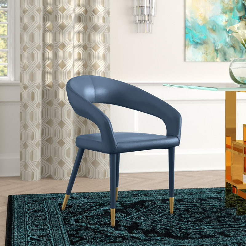 Destiny Upholstered Parsons Chair, Navy Vegan Leather