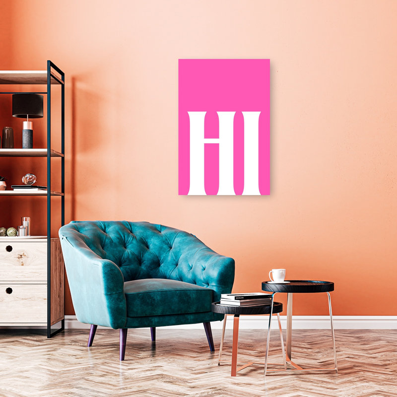 «Bold Pink Greeting Modern Architecture City», reproduction d'art murale, 36" H x 24" W