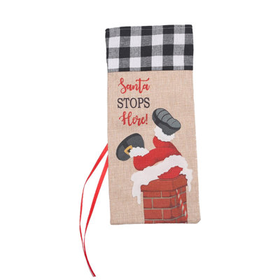 Elderly Chimney Climber Wine Bottle  Red And Checkered  Champagne Bottle Bag