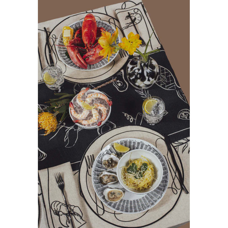 Line Drawing Embroidered Linen Placemats