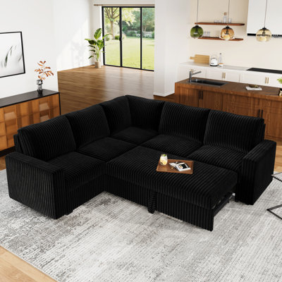 Brunella L-shaped Corner Sectional Sofa Bed with Pull-Out Bed