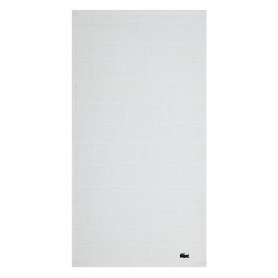 Lacoste Croc Scale 100% Cotton Jacquard Hand Towel, Soft, Highly Absorbent & Low Linting Bathroom Hand Towel with Embroidered Crocodile Logo, White