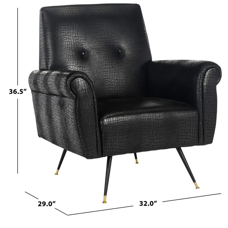 Fauteuil capitonné de 32 po de largeur Schumacher, Similicuir noir