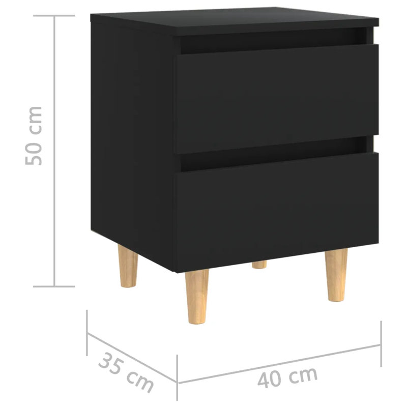 Sela 40cm W Bedside Table, Black
