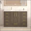 Meuble-lavabo de 48 po brun foncé. Armoire de rangement abondante - 2 portes à fermeture douce et 9 tiroirs