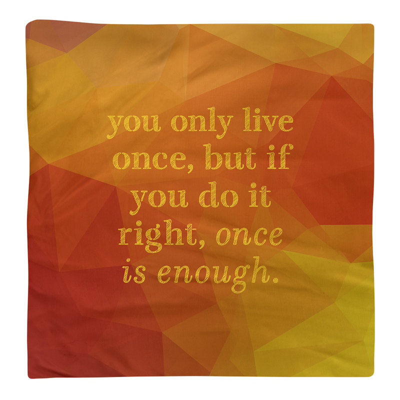 Faux Gemstone You Only Live Once Quote Napkin, Amber Yellow, Polyester, 10" L x 10" W