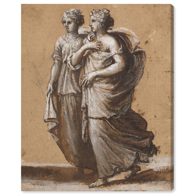 Two Women in Classical Dress Vintage Figurative by Art Remedy