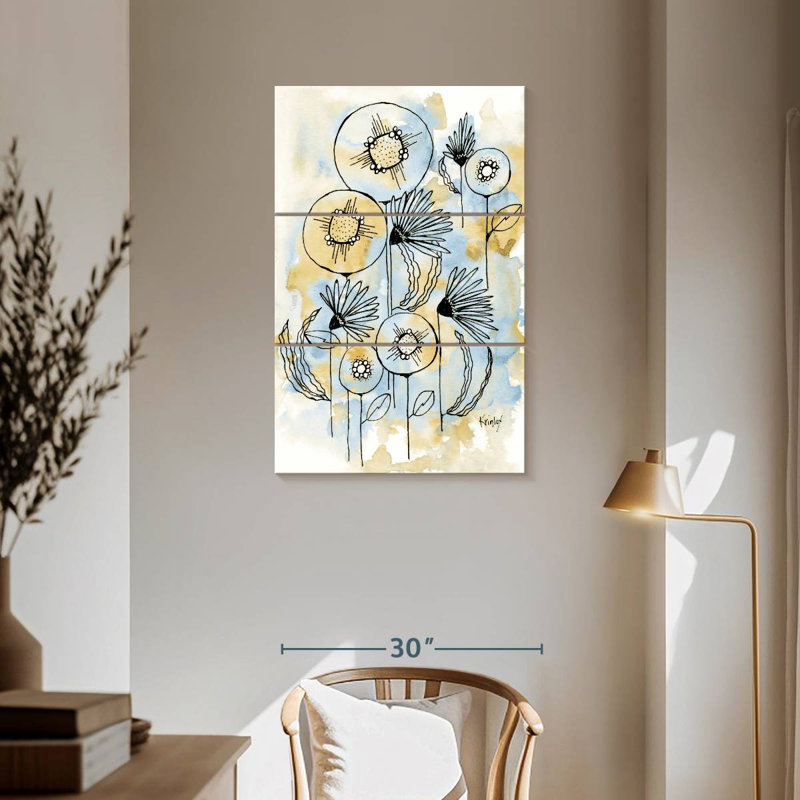 Harnek jaune et bleu II, H 57 po x l 36 po