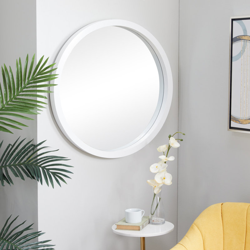 Miroir mural, Blanc, 30 po x 30 po
