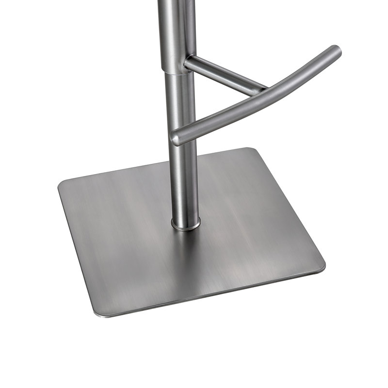 Tabouret tournant à hauteur réglable Kristen, Argent, Blanc glacé