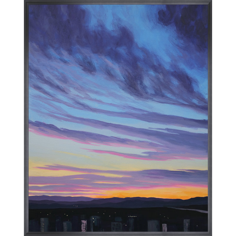 Sunrise over Portland I, No, Black Floater Frame Canvas