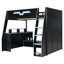 Lit mezzanine en bois compact avec bureau multifonctionnel de style bleu moderne