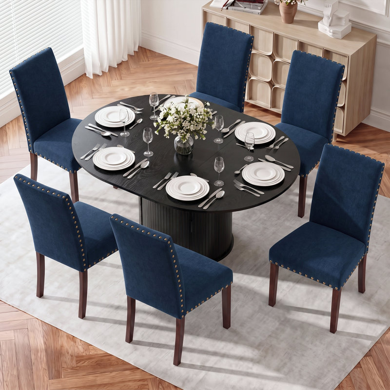 Ensemble de table et de chaises de salle à manger extensibles modernes pour 4 à 6 personnes avec rangement dissimulé, Noir
