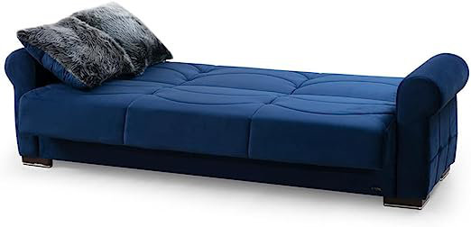 Canapé-lit convertible en tissu Iliyank , Mélange de polyester bleu marine