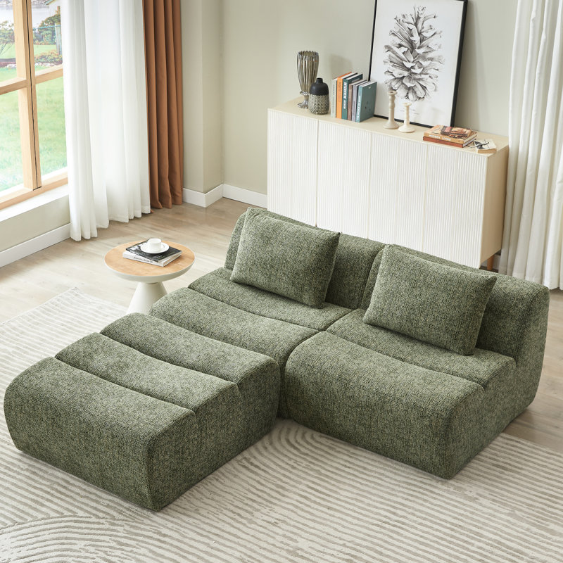 Chenille surdimensionnée à 3 places compressée, sans assemblage, peu encombrante pour les espaces de vie compacts, souple, 1 siège, structure à ressorts ensachés, configurations confortables et flexibles, éponge