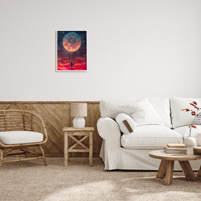 " Person Swinging From Moon " by Valery Rybakow Painting Print