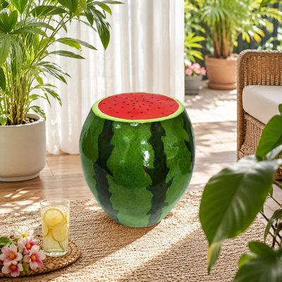 13.4" H Watermelon Resin Garden Stool for Outdoor Patio Garden Décor