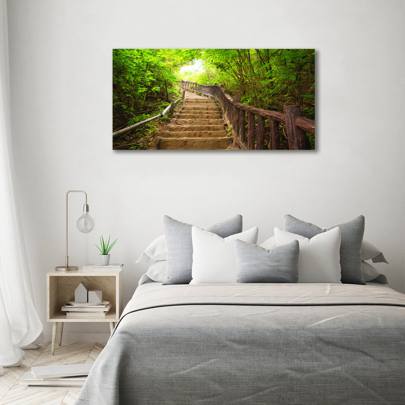 Stairs In The Forest - No Frame Print on Canvas