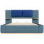 Grand lit plateforme tapissier avec panneau, cadre de lit plateforme avec coins arrondis doux anti-collision, stable et solide, aucun sommier tapissier requis, assemblage facile, bleu-81683362-81683363
