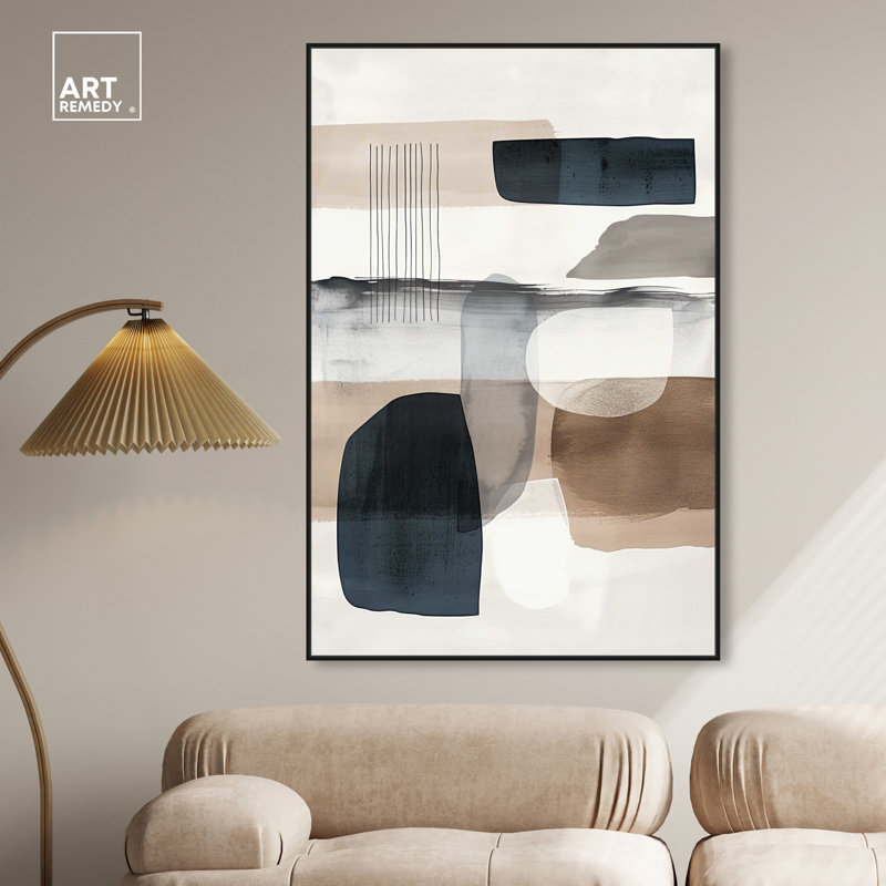 Layers of Depth Abstract Canvas Art with Black Frame