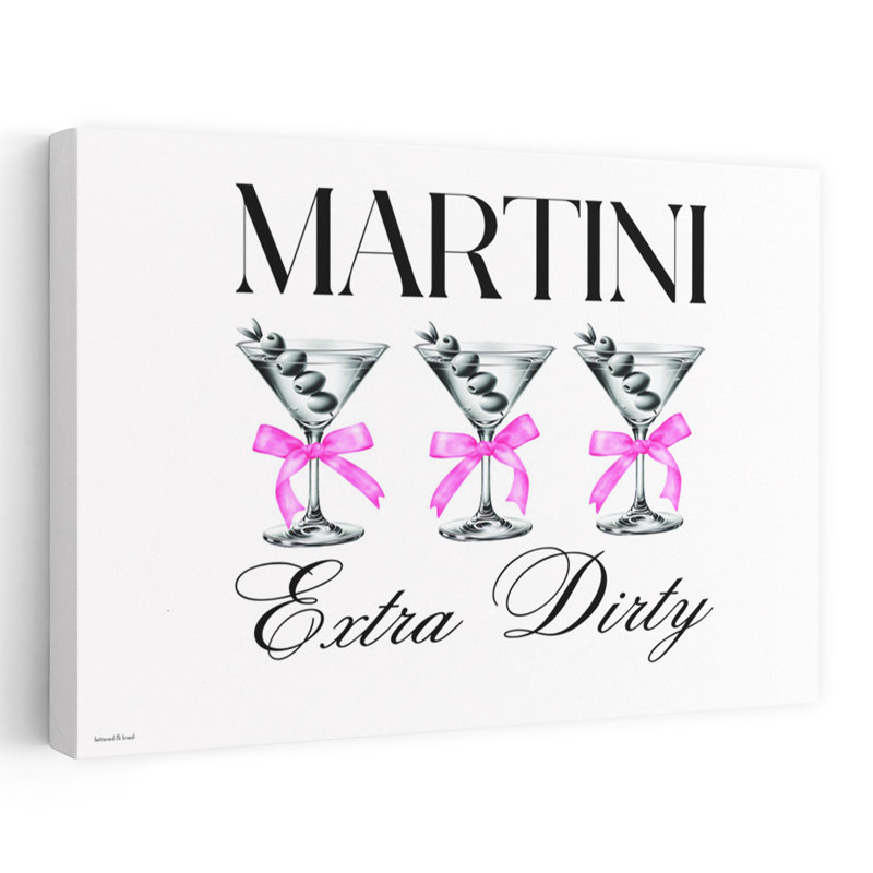 «Martinis with Bows - Extra Dirty Playful Abstract», art mural contemporain, H 40 po x l 60 po