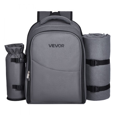 Beach Picnic Backpack Bag for 2 Person with Cooler Compartment Grey