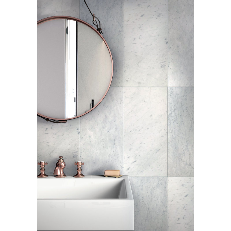 12" x 24" Marble Look Wall & Floor Tile, White/Gray